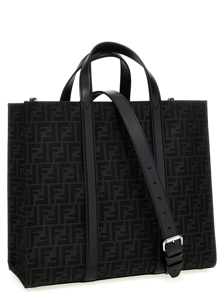 Fendi Ff Jacquard Shopper Tote - Nero | 61d81fbca80ba6f23237a0bac0656f894bce7bf4