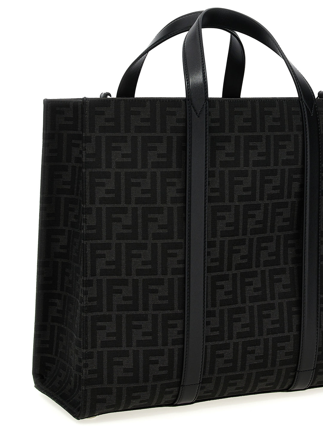 Fendi Ff Jacquard Shopper Tote - Nero | e12ab84ce24e56fd623331ac2cd2774b95bc8ebc