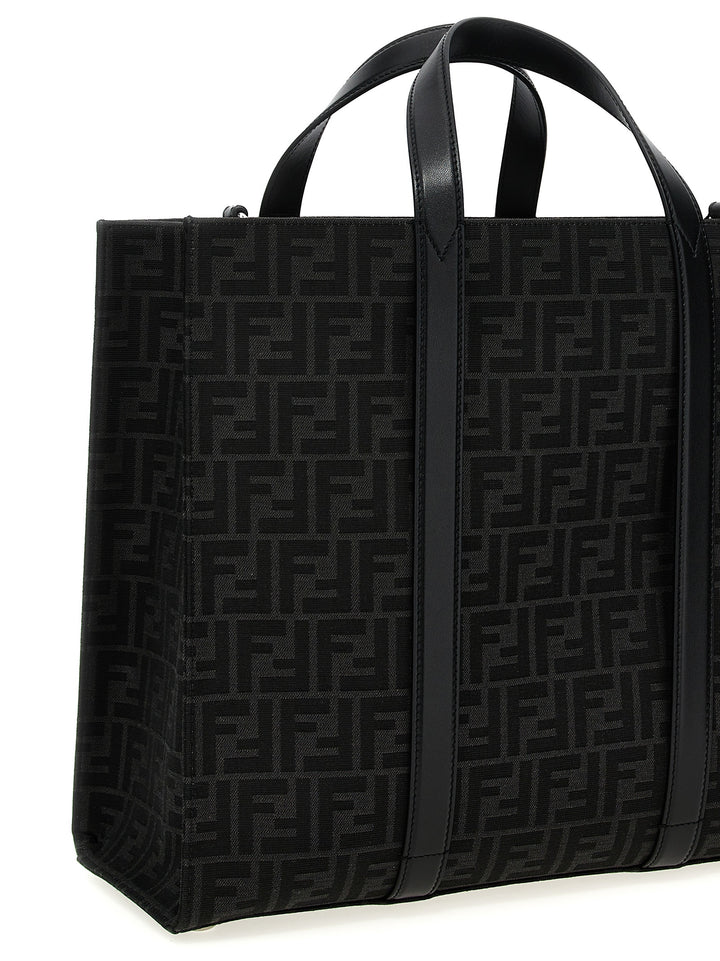 Fendi Ff Jacquard Shopper Tote - Nero | e12ab84ce24e56fd623331ac2cd2774b95bc8ebc