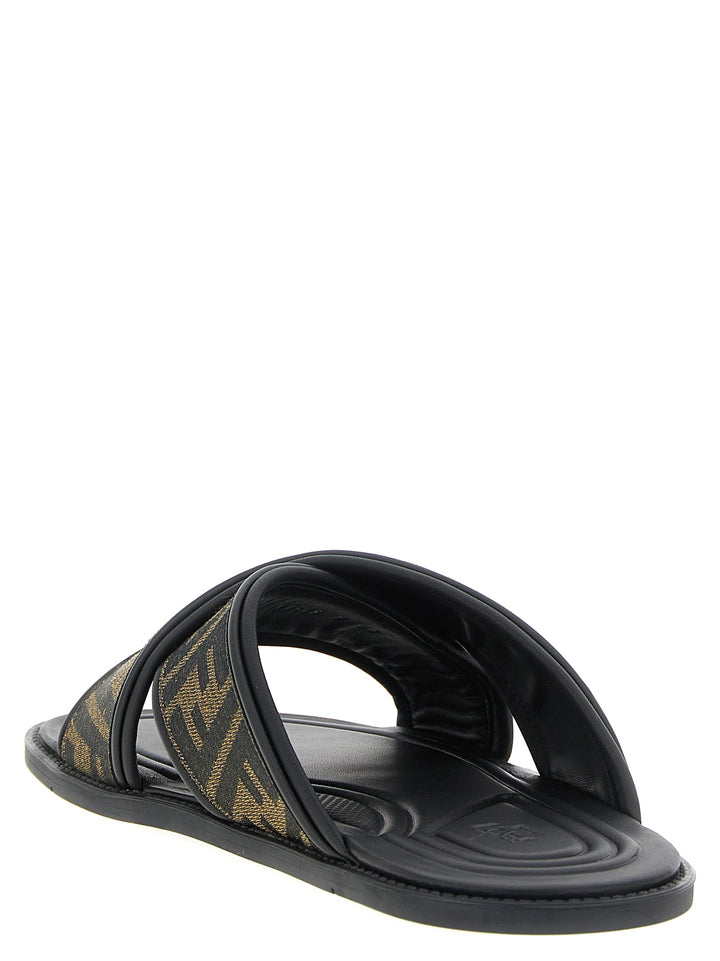 Fendi Logo Slides Sandali - Nero | 65e086a6f4d0e129ed93a0ccedd46e6a4ef80f6e
