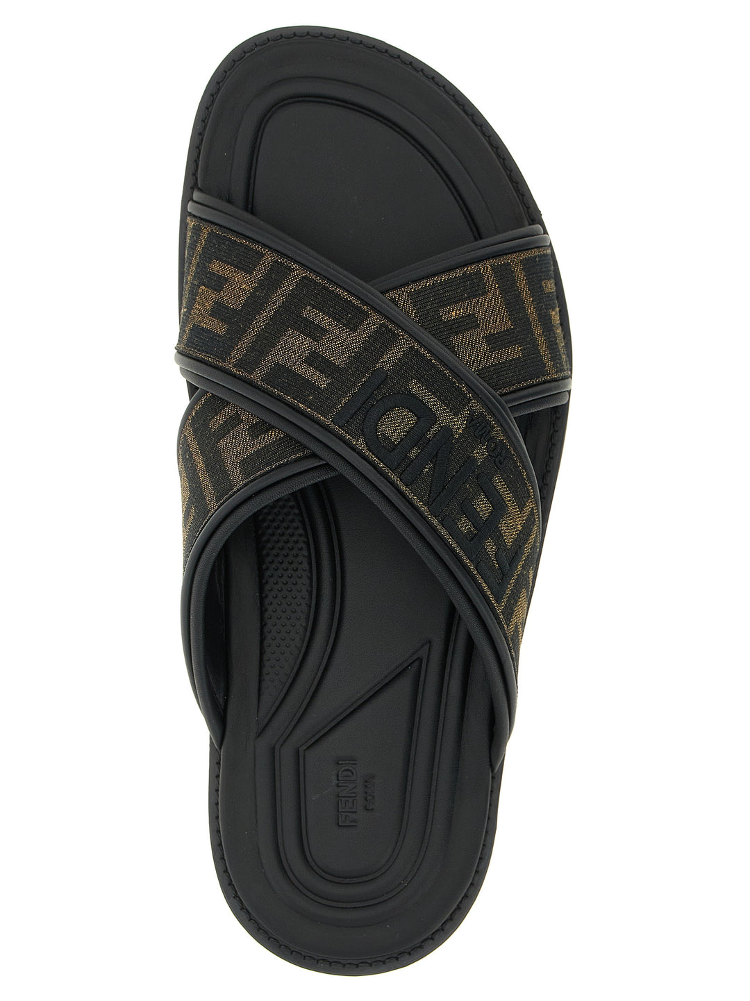 Fendi Logo Slides Sandali - Nero | d4f423f2ef271458cf8a887a24ba4cc5709224fb