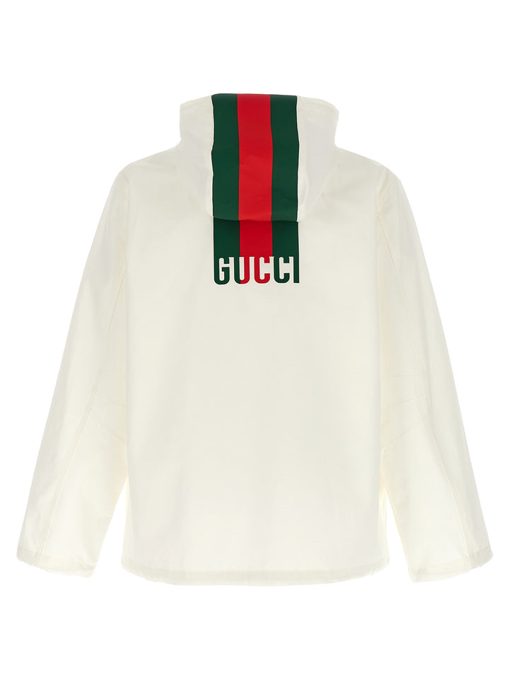 Gucci Nastro Web Water Repellent Jacket Puffer Jackets - Bianco | 0c020bcfa7522d4fe3eefbd59112e9848a651396