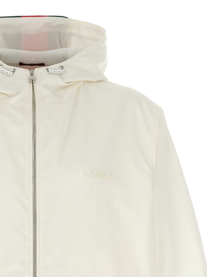 Gucci Nastro Web Water Repellent Jacket Puffer Jackets - Bianco | eb14a92d4f0103e92b0404145a963b51a9900268