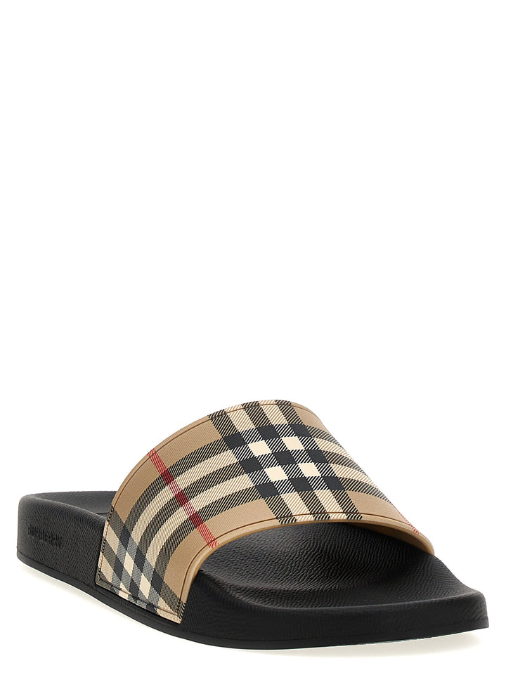 Burberry Slide Check Sandali - Beige | 323bf7c88483290efae6d8cd2647635ee941e2a3