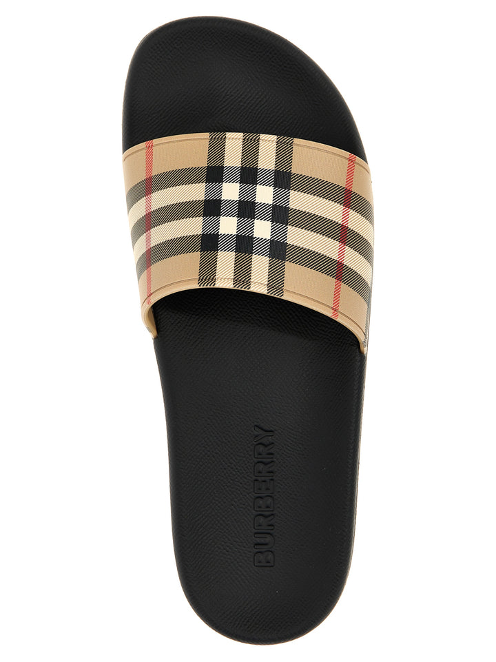 Burberry Slide Check Sandali - Beige | 6724e8664f5565f1c663169824c64cbafffae2c7