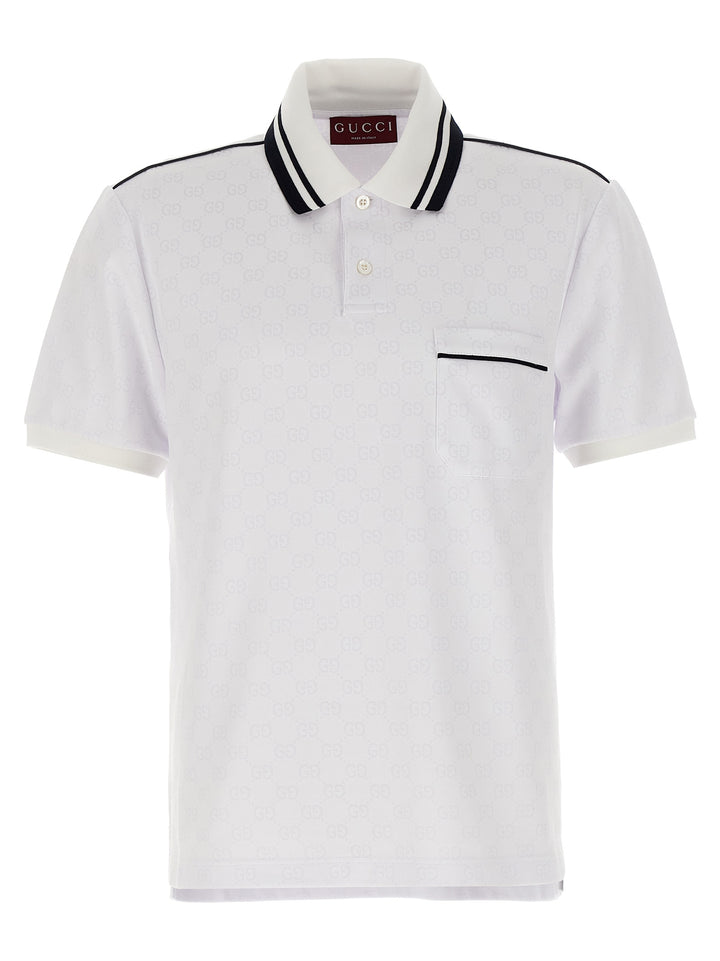 Gucci Gg Jacquard  Shirt Polo - Bianco | 9a63fa9a3a44f36d466a1e808b37db4ca4611647