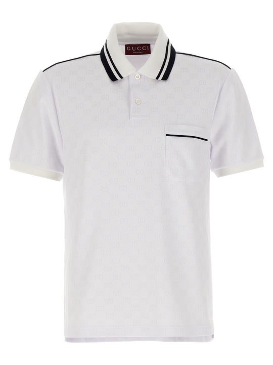 Gg Jacquard Shirt Polo Bianco