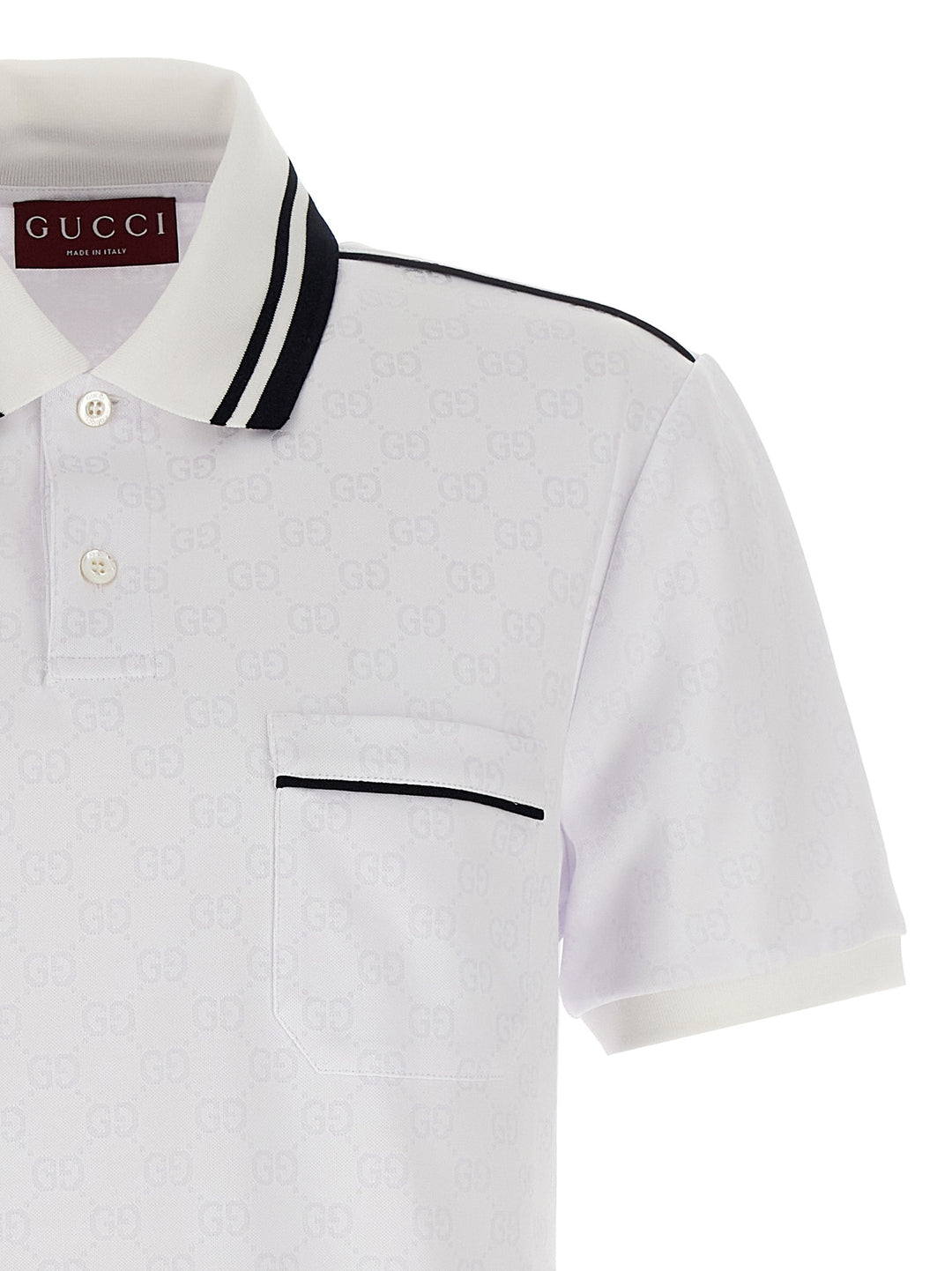 Gucci Gg Jacquard  Shirt Polo - Bianco | 18ce5e66055fc5ecc55e0234426d7c6c93821b9b
