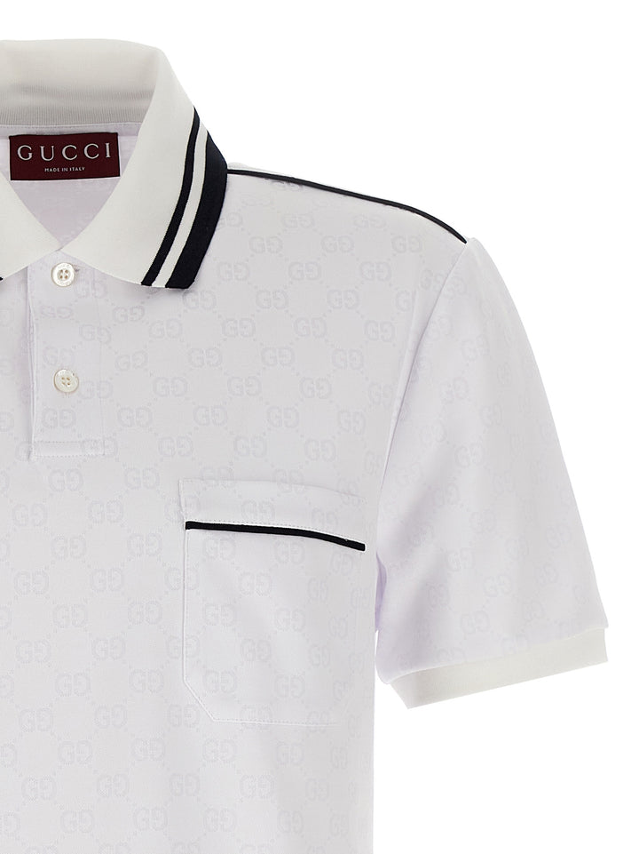 Gucci Gg Jacquard  Shirt Polo - Bianco | 18ce5e66055fc5ecc55e0234426d7c6c93821b9b