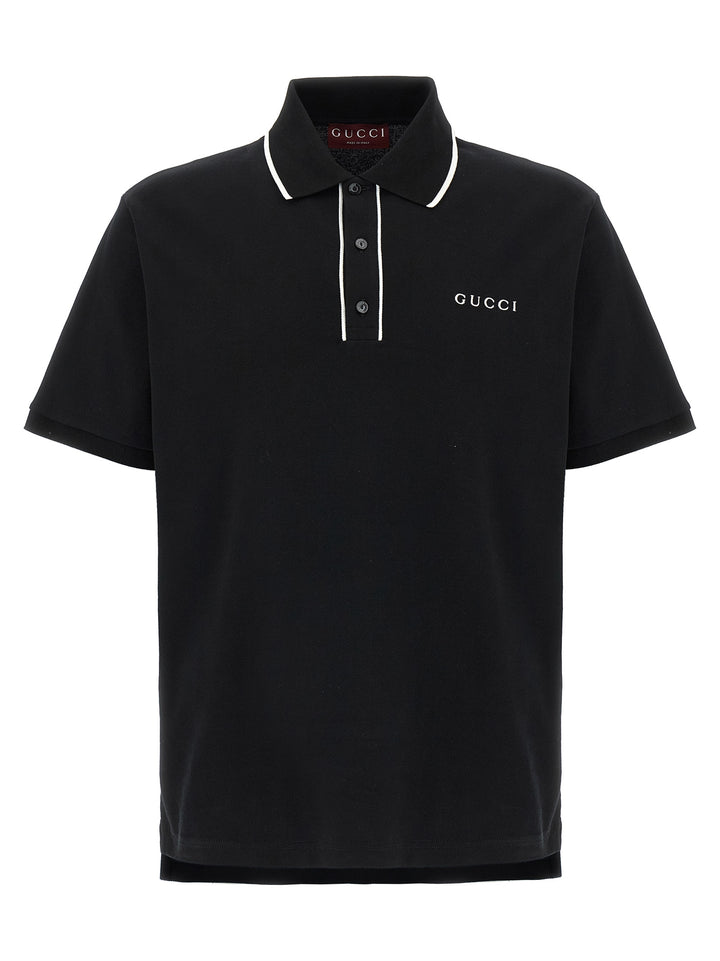Gucci Logo Embroidery  Shirt Polo - Bianco/Nero | b645d3643bcb076b3ee2c9abf822834661926392