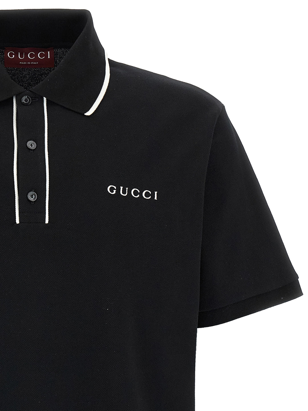 Gucci Logo Embroidery  Shirt Polo - Bianco/Nero | 664d6c33bfbcd30ccf6064aaf3d3c4bd77859263