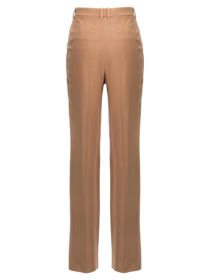 Saint Laurent Crepe Silk Pantaloni - Beige | 2ef225c72619cc820f1672a237e4f9d3da309890