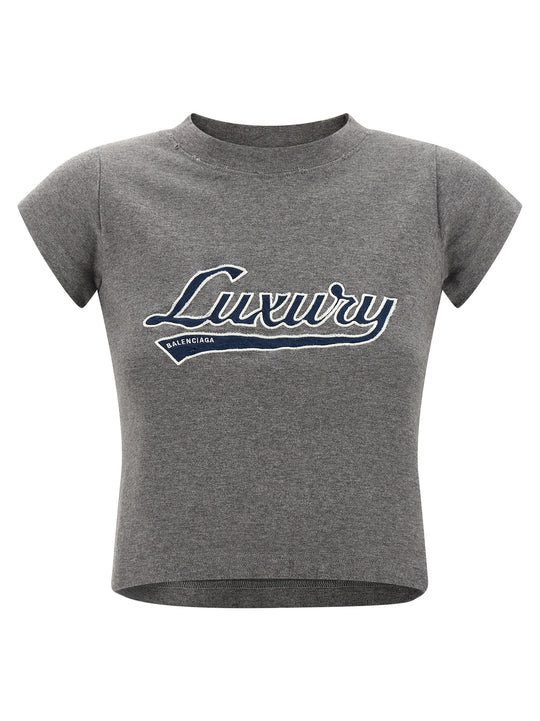 Shrunk Luxury Script T Shirt Grigio