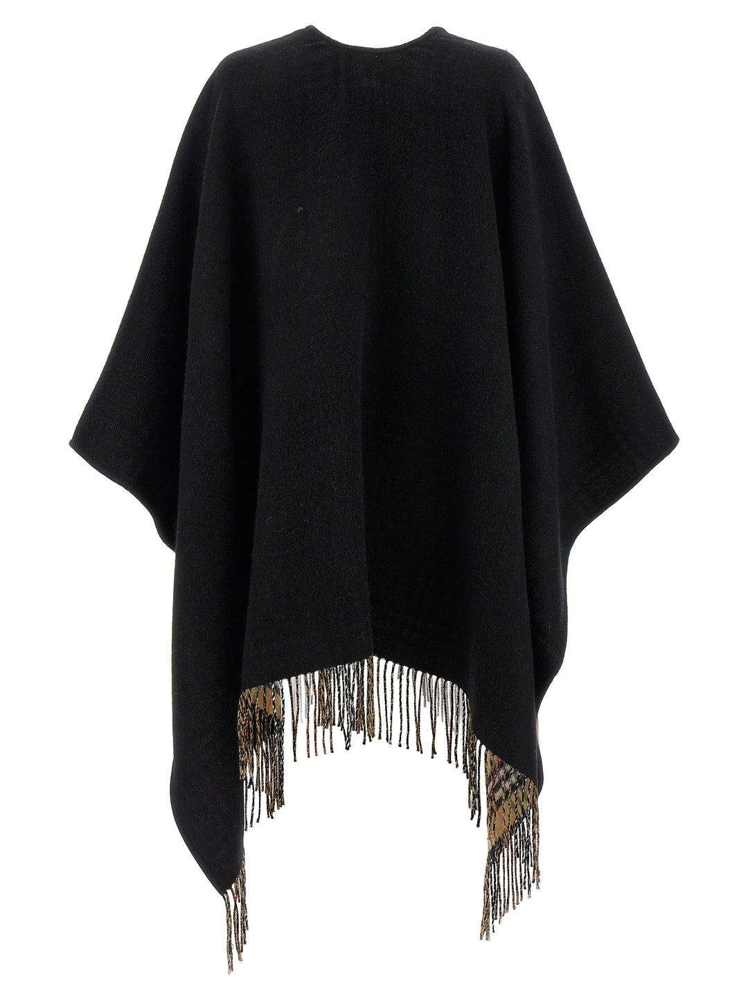 Burberry Fringed Cape Mantelle - Nero | f50b9e52290ab765610b578518d70e3611d03d6b
