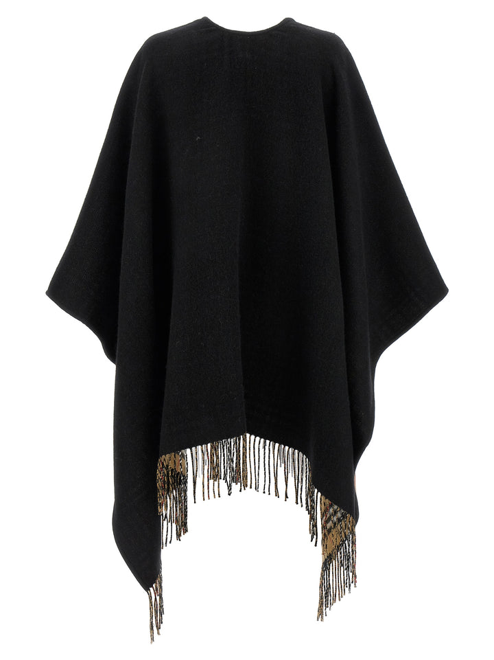 Burberry Fringed Cape Mantelle - Nero | f50b9e52290ab765610b578518d70e3611d03d6b