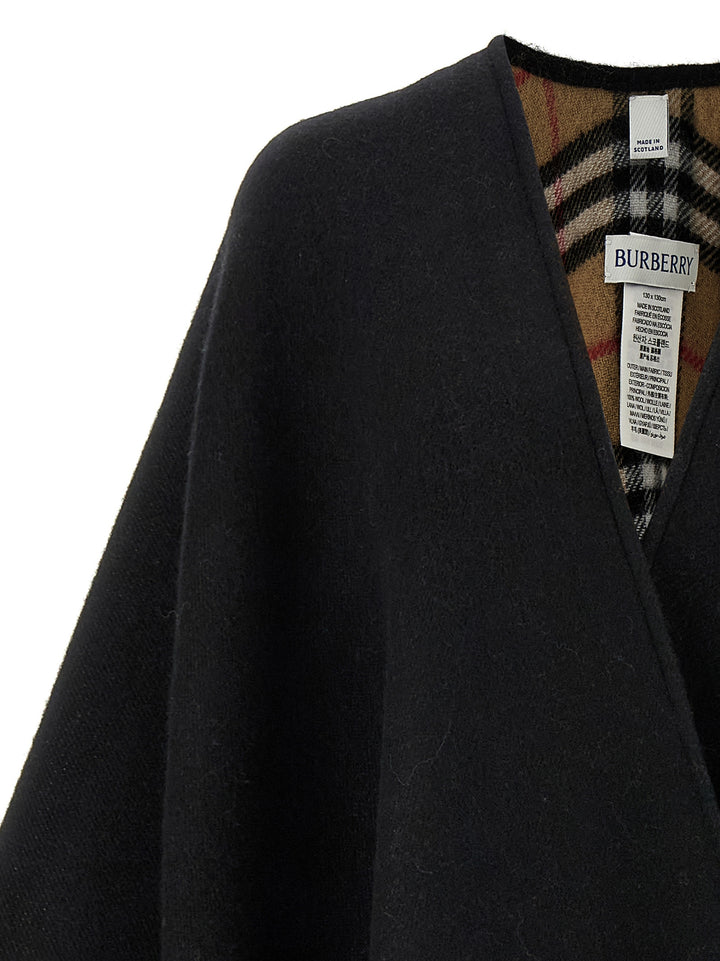Burberry Fringed Cape Mantelle - Nero | 3eba4b790764eb7ef286c5f5cae1457a9ca62d1b