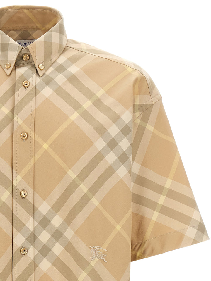 Burberry Logo Embroidery Check Shirt Camicie - Beige | b6eb32960b49e652b0a973686e641bba65848f13