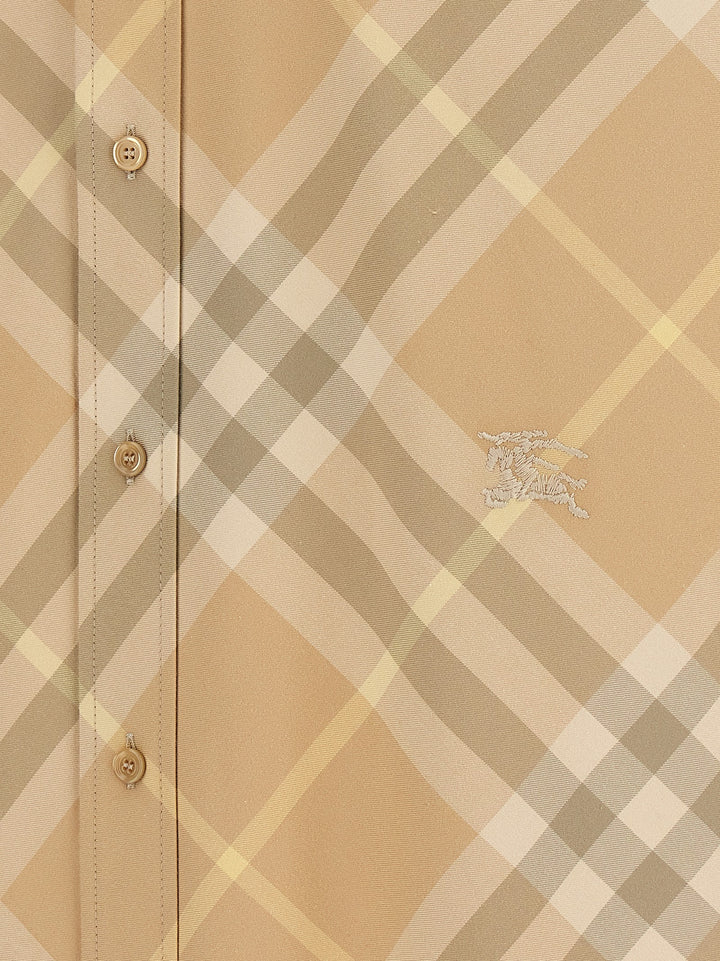 Burberry Logo Embroidery Check Shirt Camicie - Beige | 881b3e3cbee6c38941195d3fc6c65552d14daf0e