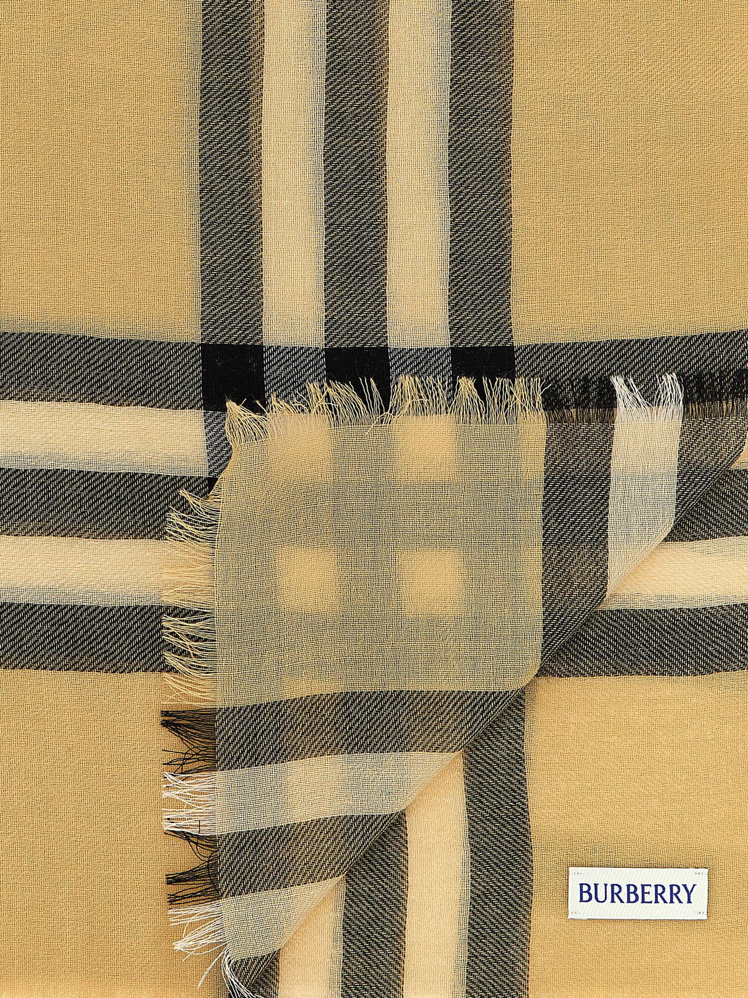 Burberry Check Wool Scarf Sciarpe - Beige | 6b6dd024cb7465d5ad04f17dea8fb288e79ee8e0