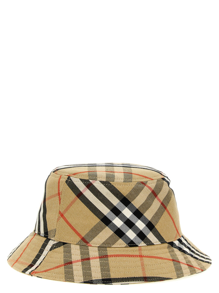 Logo Embroidery Check Bucket Hat Cappelli Beige