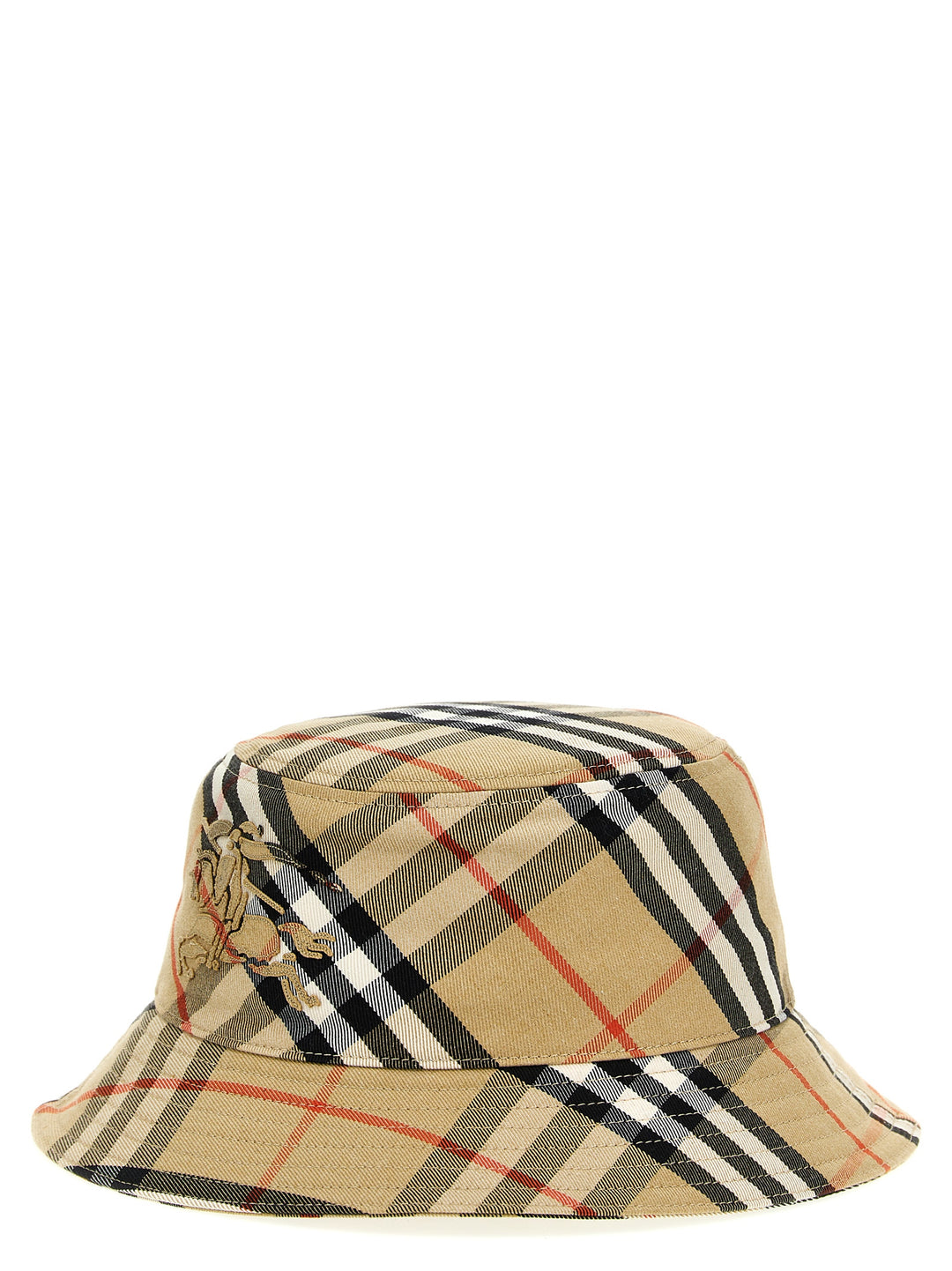 Logo Embroidery Check Bucket Hat Cappelli Beige