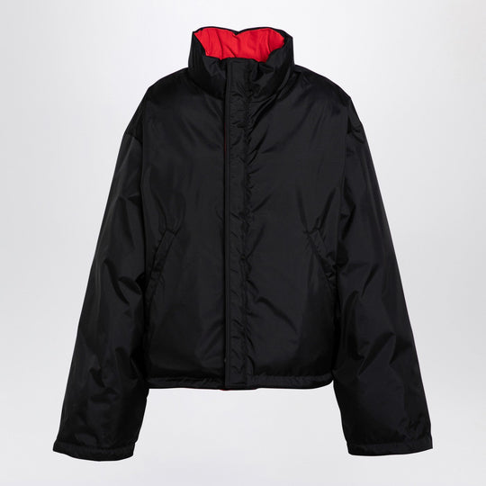 Reversible Red And Black Down Jacket In Technical Twill