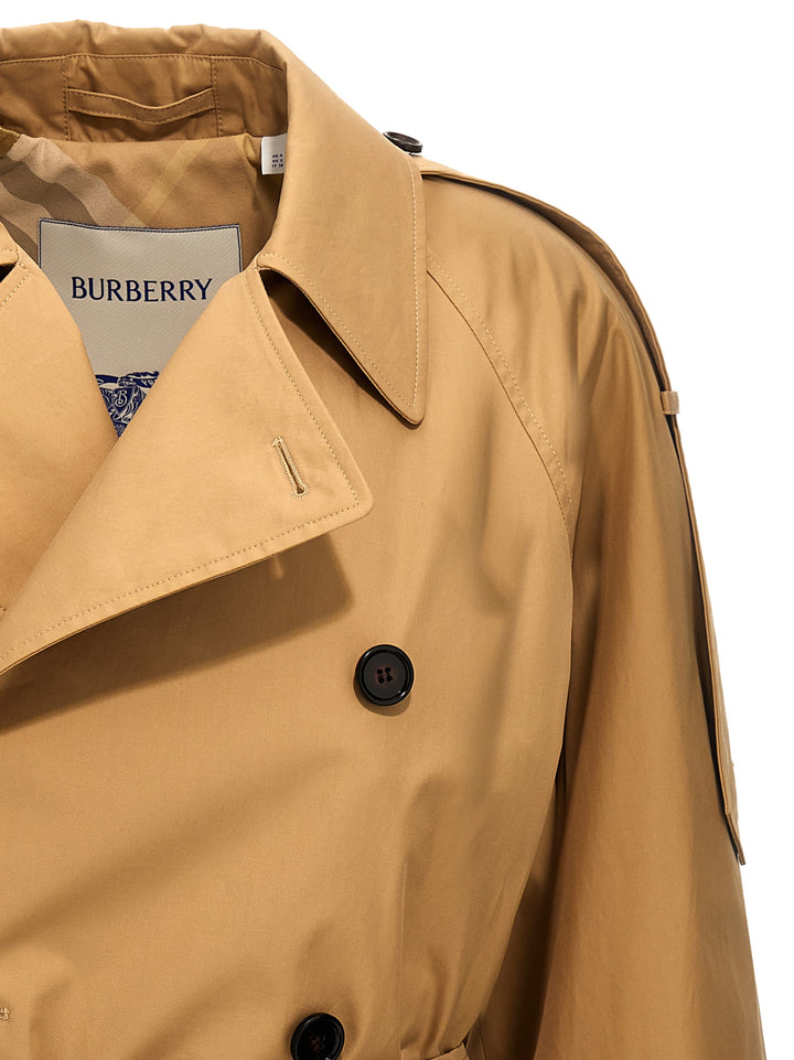 Burberry Double-Breasted Short Trench Coat Trench e Impermeabili - Beige | b25144fcb41a23d619c86449ac5da4b2b596603c