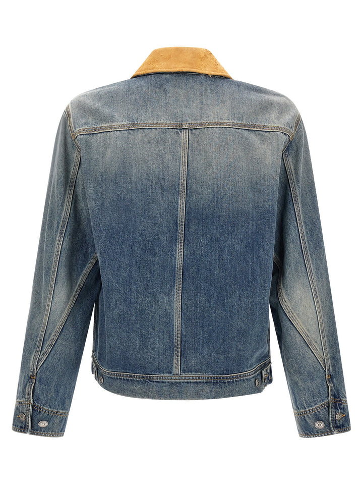 Mcqueen Suede Denim Jacket Giacche - Blu | 04cae1cc4115931f716db3eb90d65bf7dc9aa56b