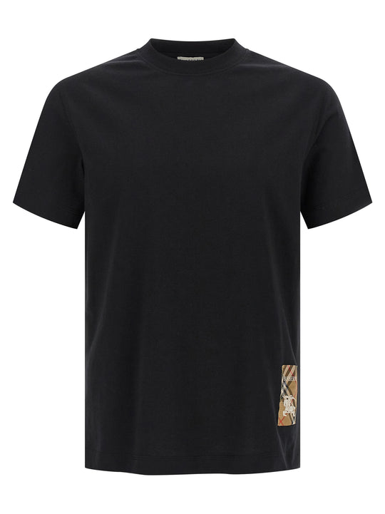 Patch Burberry Check T Shirt Nero