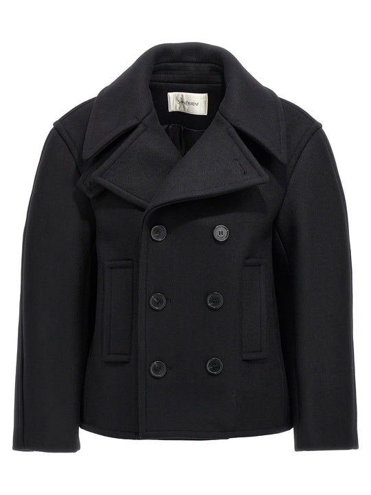 Oversized Caban Coat Trench E Impermeabili Nero