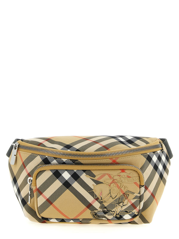 Check Small Fanny Pack Crossbody Bags Beige