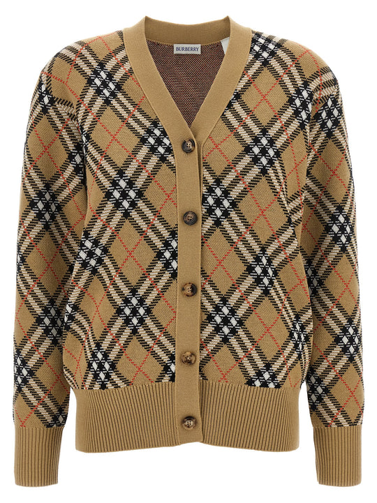 Cardigan Burberry Check Maglioni Beige