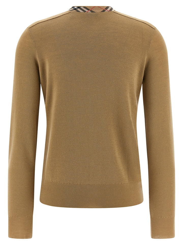 Burberry Check Insert Cardigan Maglioni - Beige | 149d7f2af69568cfda95ef63784e36ebe0345913