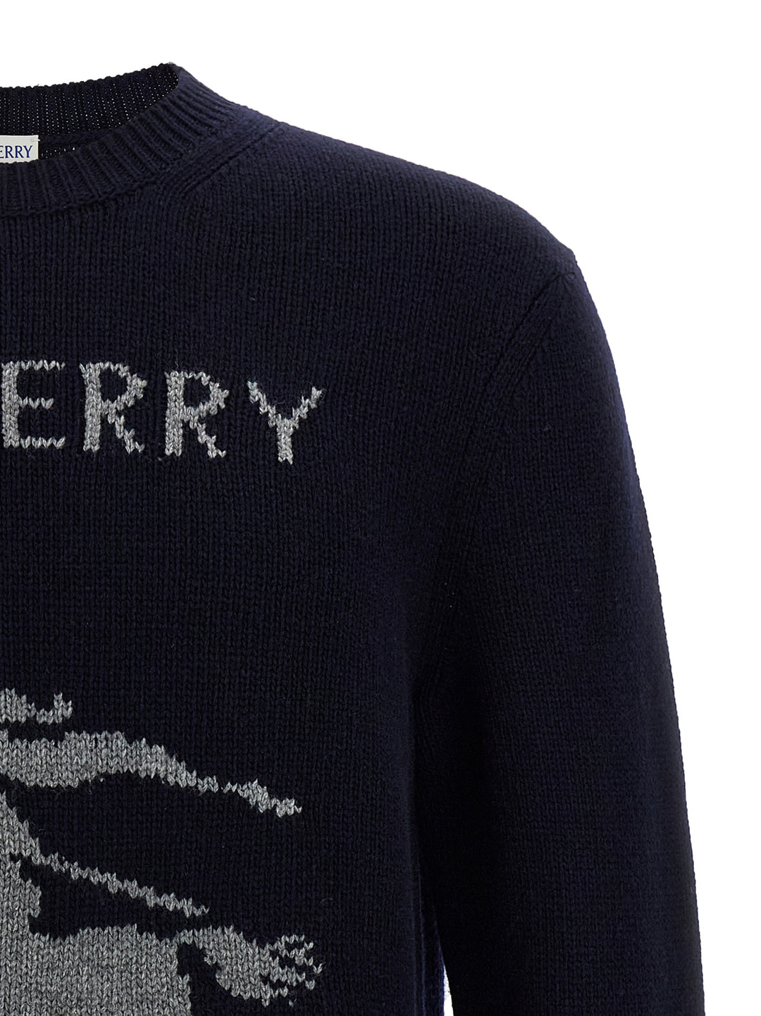 Burberry Logo Intarsia Sweater Maglioni - Blu | 2dfac6df1d667aeb47fcdd4800cb4c4fba92c2b1
