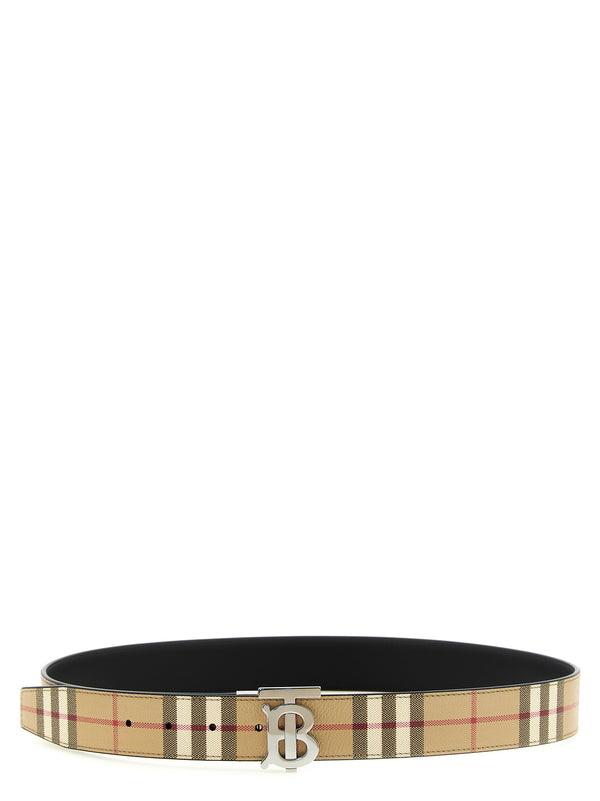 Logo Buckle Reversible Belt Cinture Beige