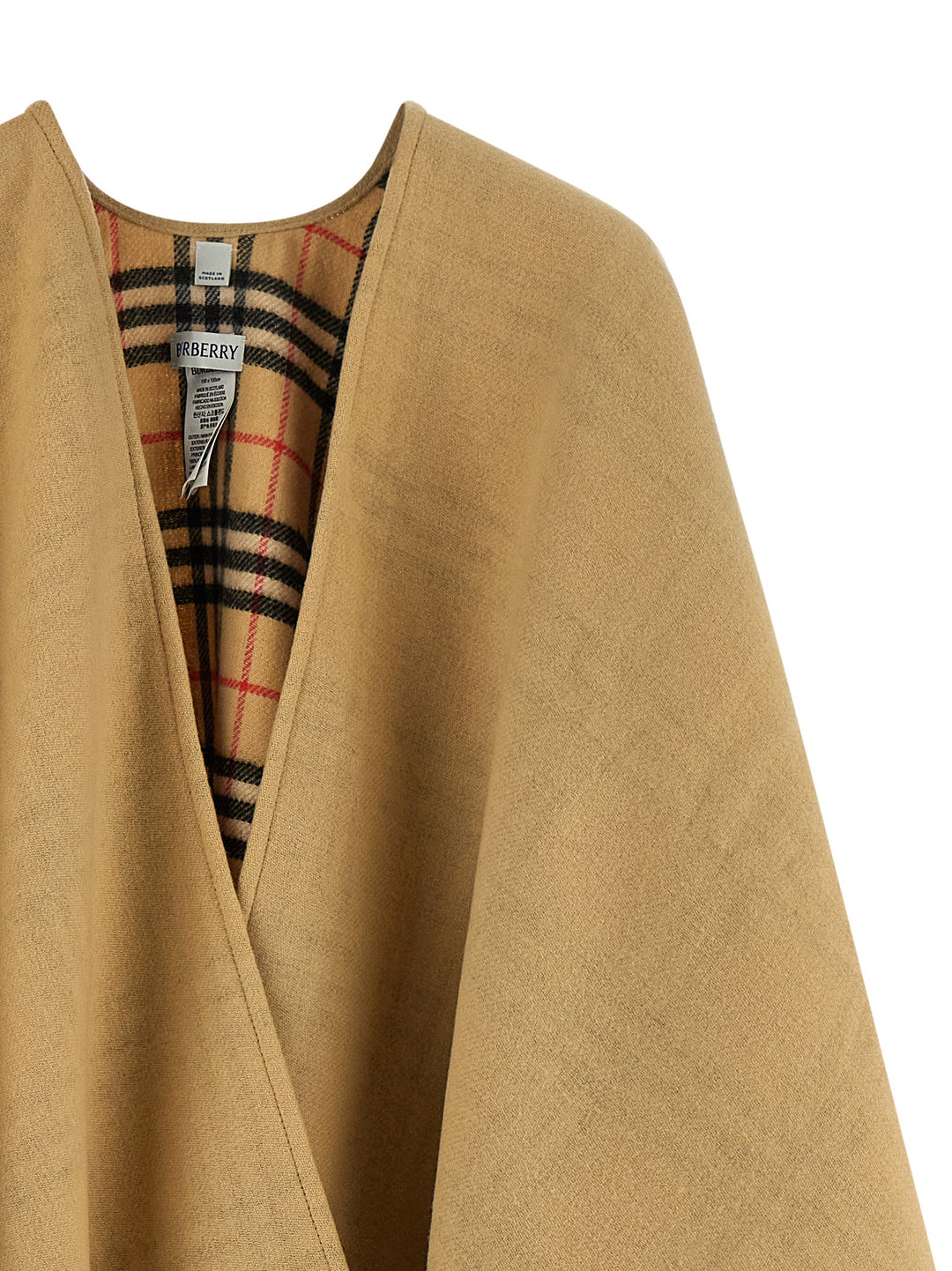 Burberry Check Wool Reversible Cape Mantelle - Beige | 6fbc4ac7dcc681284d2acba165bbe0598454ce41
