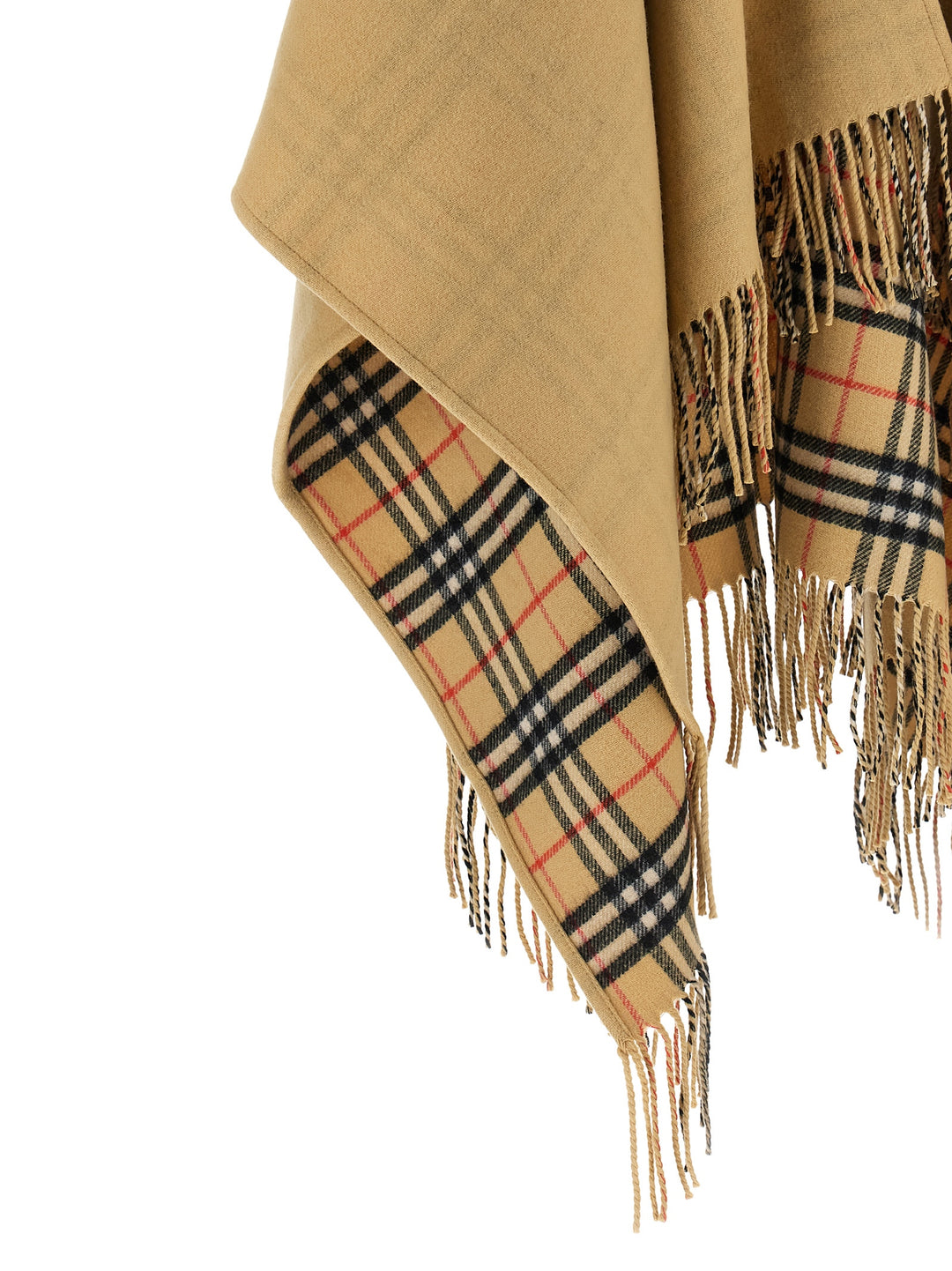 Burberry Check Wool Reversible Cape Mantelle - Beige | 06cef0a49eeadc6875340cca07fdf4775d36ed15