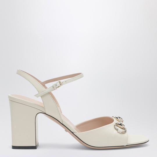 White Leather Sandal With Horsebit
