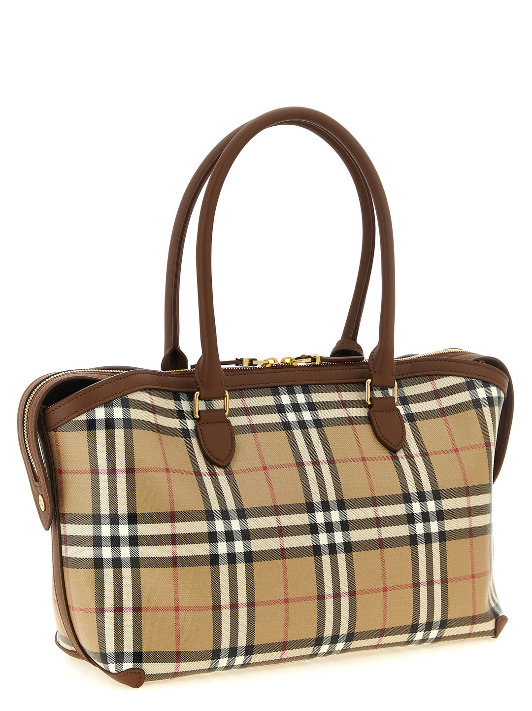 Burberry Small Check Shopping Bag Tote - Beige | 5c750b754ba5c31713ba65cef171753c9aba81d9