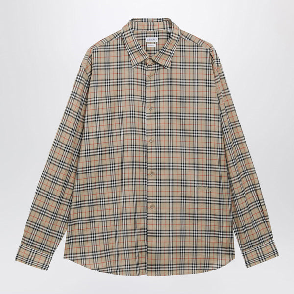 Beige Check Cotton Shirt