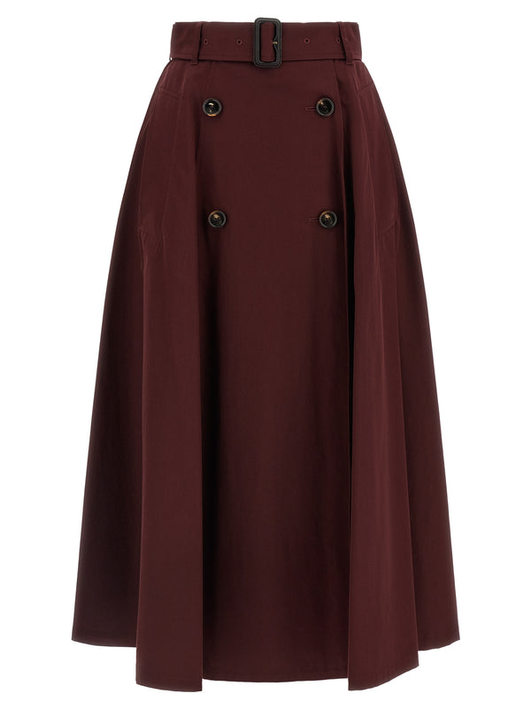 Gabardine Trench Coat Skirt Gonne Bordeaux