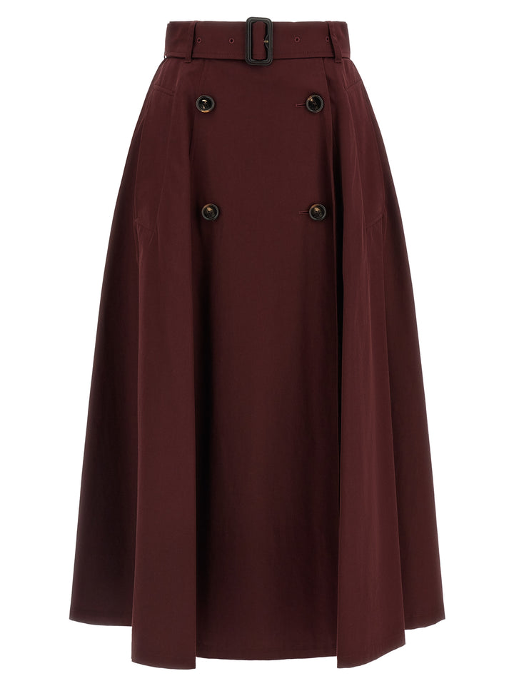 Burberry Gabardine Trench Coat Skirt Gonne - Bordeaux | fbee61ddbac65838f34470edcd1fc68d33e9351f