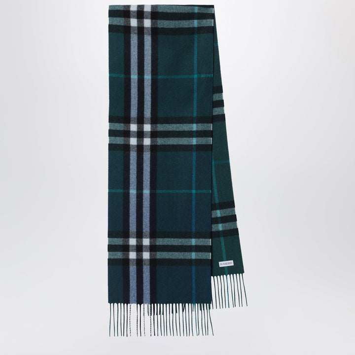 Burberry Blue Cashmere Scarf With Shaded Check