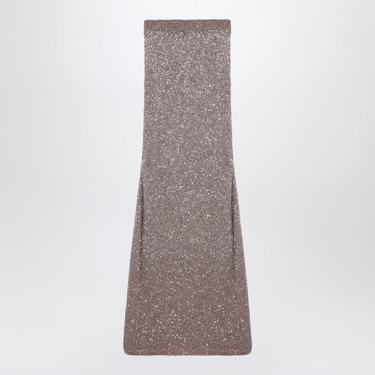 Light Brown/Silver Maxi Skirt With Sequins