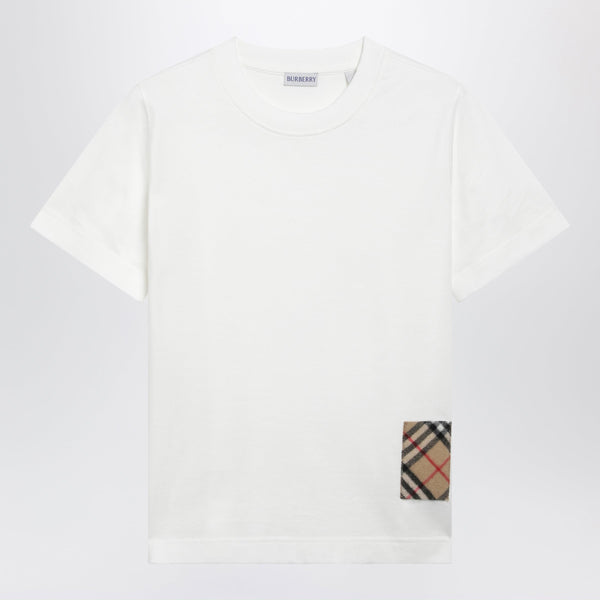 In Cotone Chalk Con Applicazione A Quadri In Cashmere