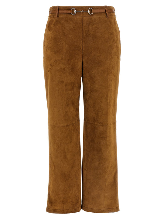 Suede Pantaloni Marrone