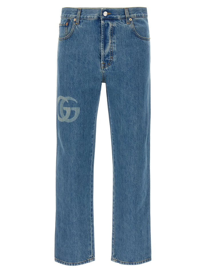 Gucci Double G Jeans - Blu | 91675a56ab0729757d03ecade2d6ab49f3b01fb5