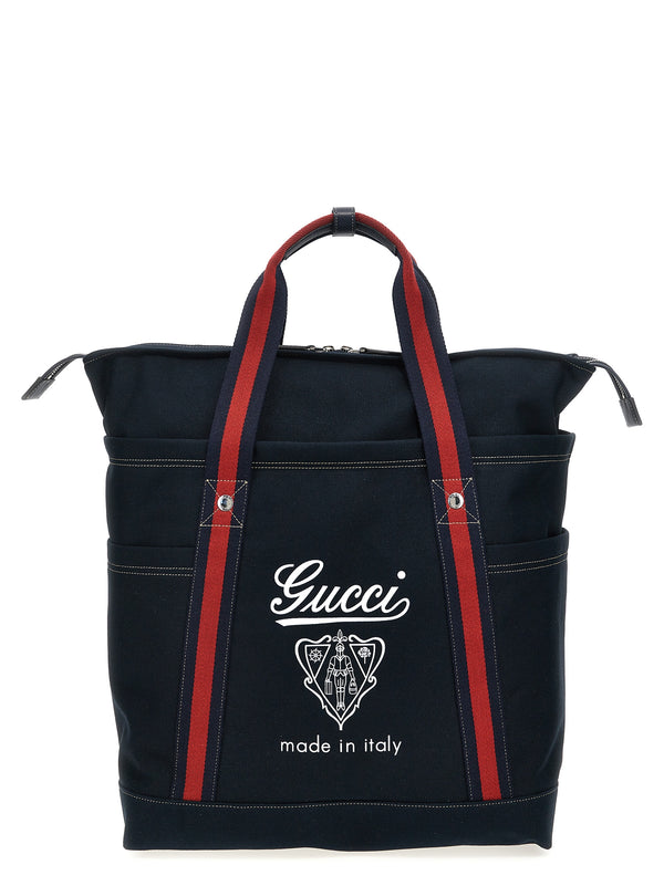 Shopping Grande con Stemma Tote Blu