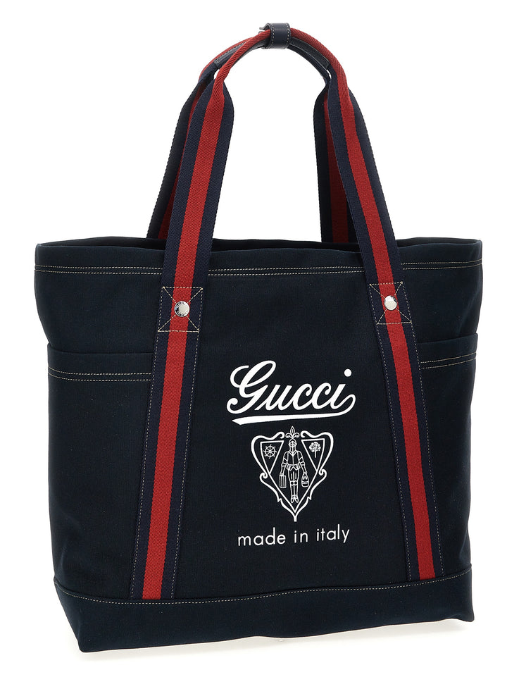 Gucci Large Coat Of Arms Shopping Tote - Blu | bd805f94b6305ff986ebe42c0641cd5879dbd334