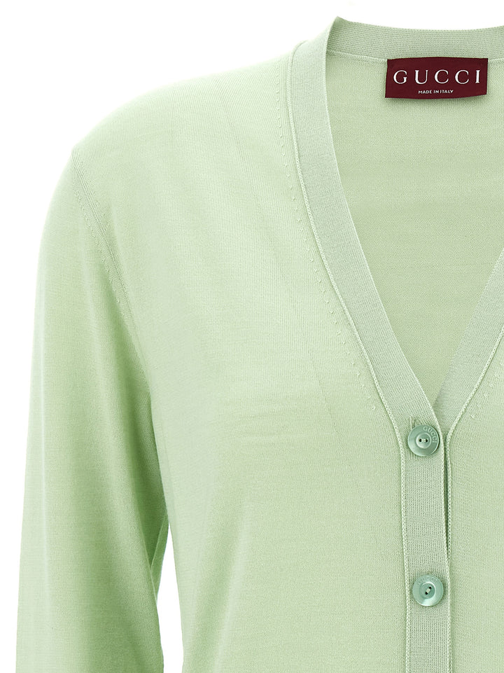 Gucci Cardigan Web Maglioni - Verde | 02c938b962b5fcf6ac0e0d66f2508fb69864d77f